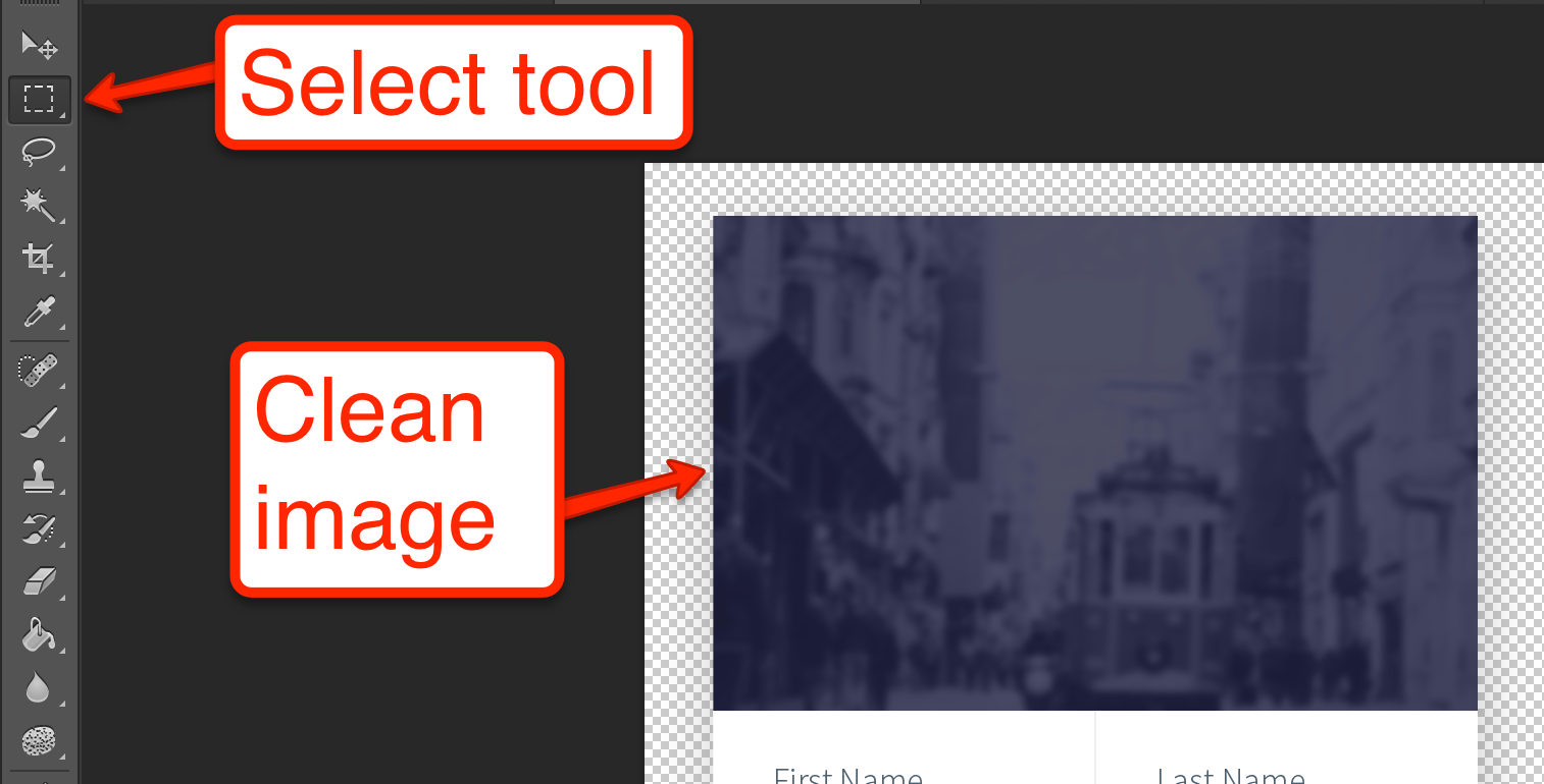 The select tool and the clean image you want to select